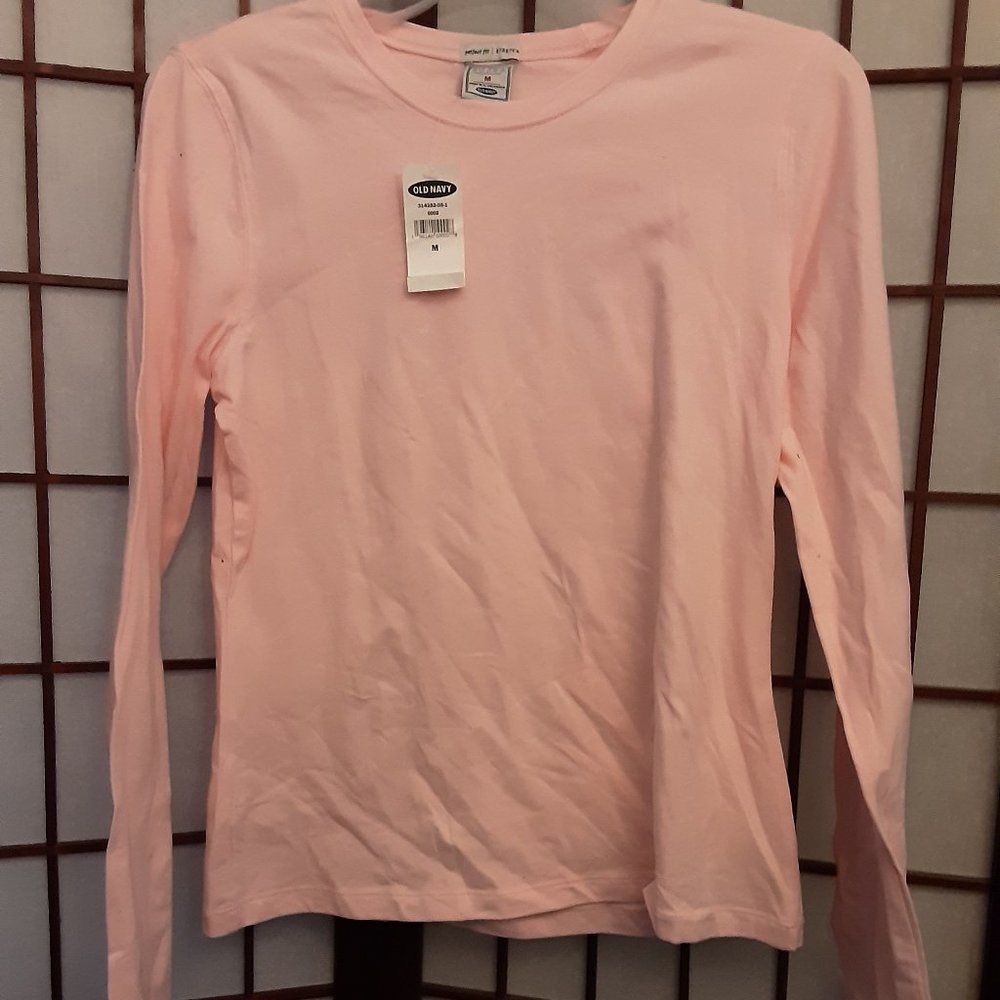 Old navy light pink long sleeve tshirt top size medium nwt